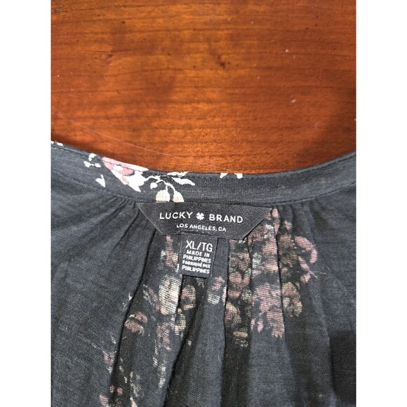 Lucky Brand Tank Top Women's XL Floral Paisley Mixed Print Tassel Boho - Picture 2 of 4